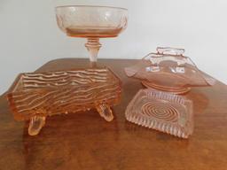 (4) MISC. PINK DEPRESSION GLASS ITEMS