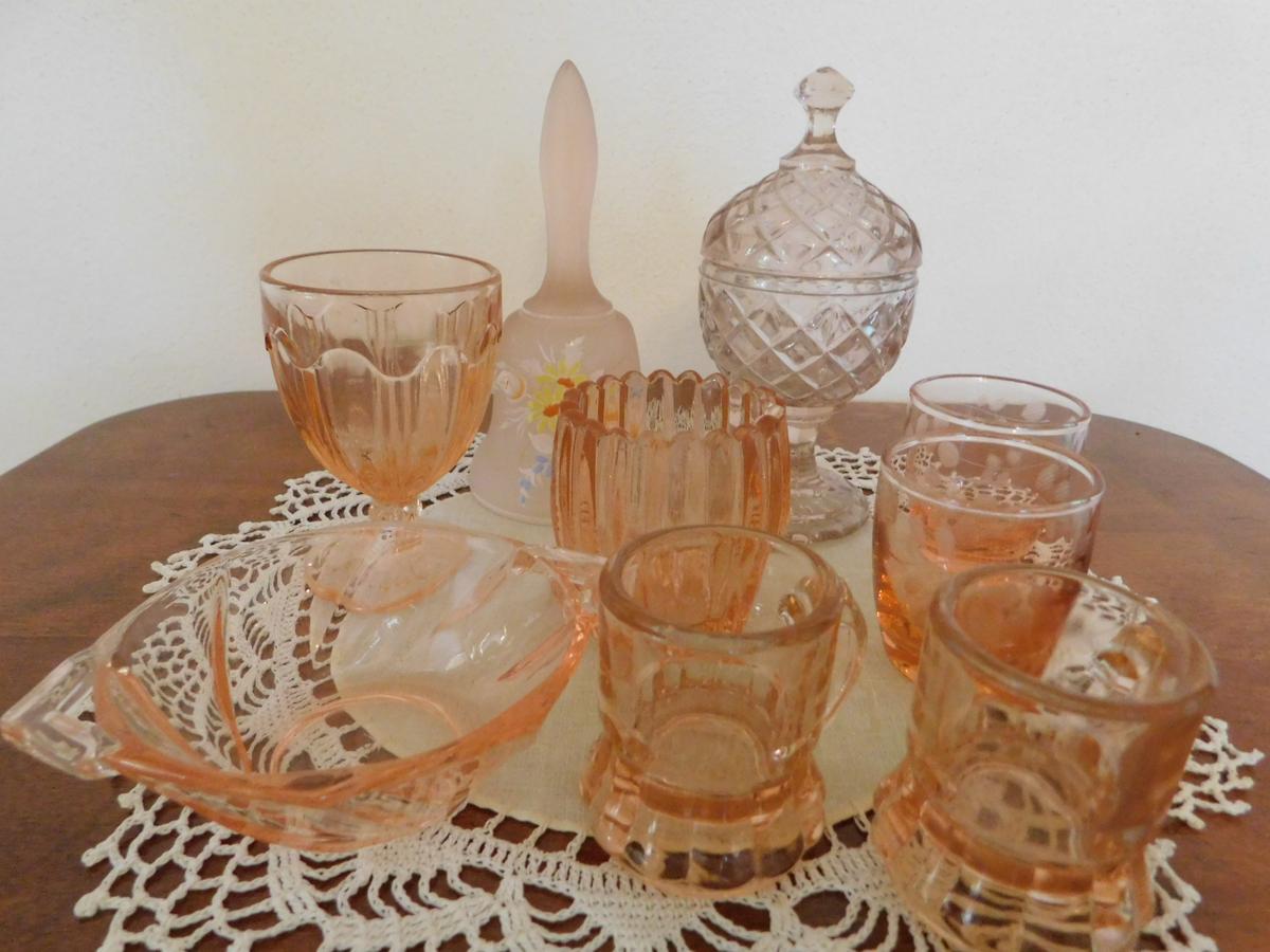 (9) MISC. PINK DEPRESSION GLASS ITEMS