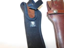 (3) PISTOL HOLSTERS - 2 LEATHER & 1 CANVAS