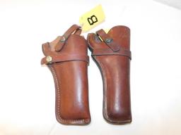 (2) LEATHER PISTOL HOLSTERS - BUCHEIMER & HH HEISER