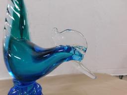 PINK MURANO SWAN & UNMARKED BLUE GLASS BIRD