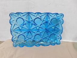 (4) MISC. VINTAGE BLUE GLASS DISHES