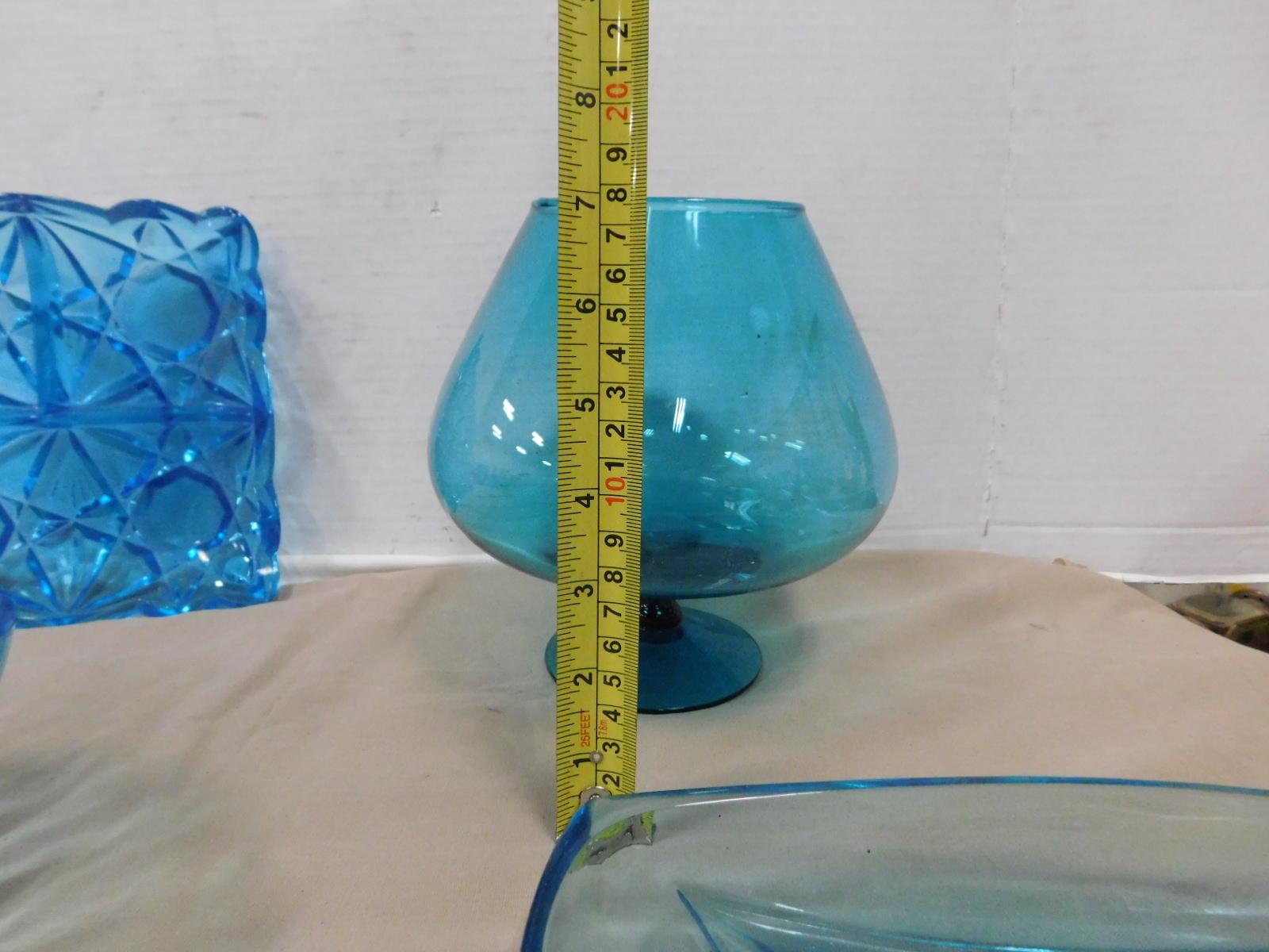 (4) MISC. VINTAGE BLUE GLASS DISHES