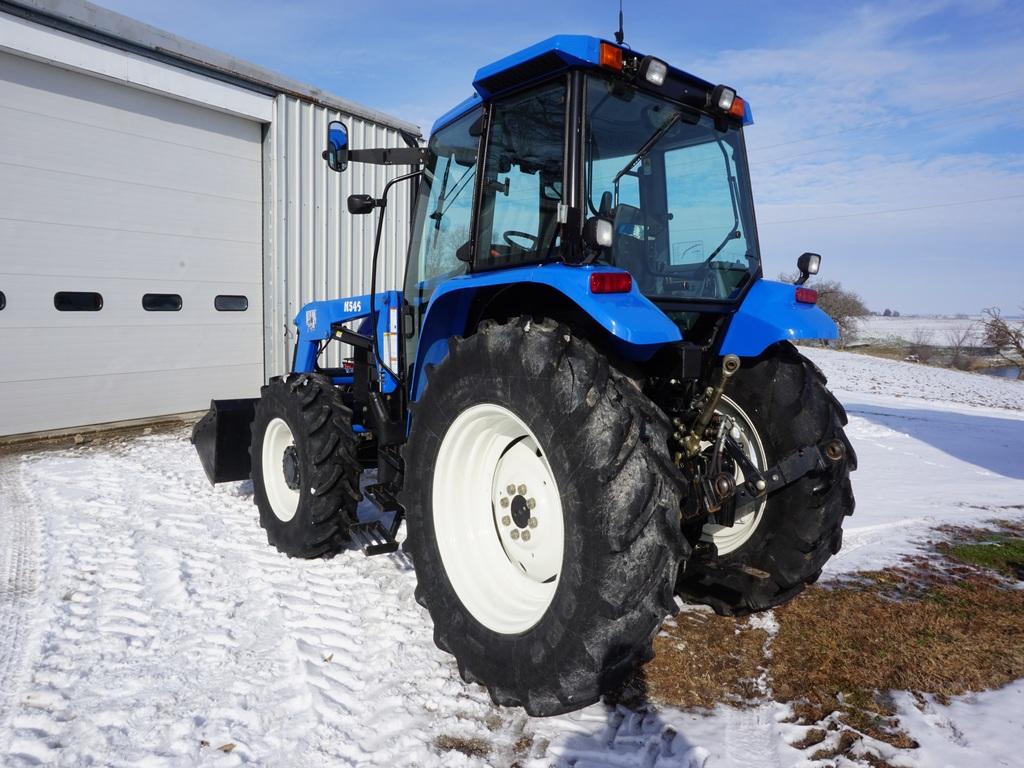 2002 NEW HOLLAND TS110 MFWD TRACTOR W/ BUSH HOG M546 QUICK ATTACH LOADER