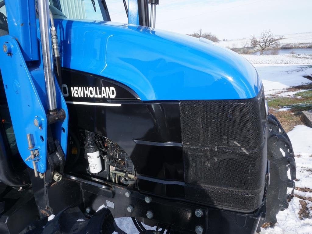 2002 NEW HOLLAND TS110 MFWD TRACTOR W/ BUSH HOG M546 QUICK ATTACH LOADER