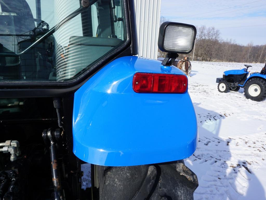 2002 NEW HOLLAND TS110 MFWD TRACTOR W/ BUSH HOG M546 QUICK ATTACH LOADER