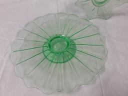 (4) PIECES GREEN DEPRESSION GLASS