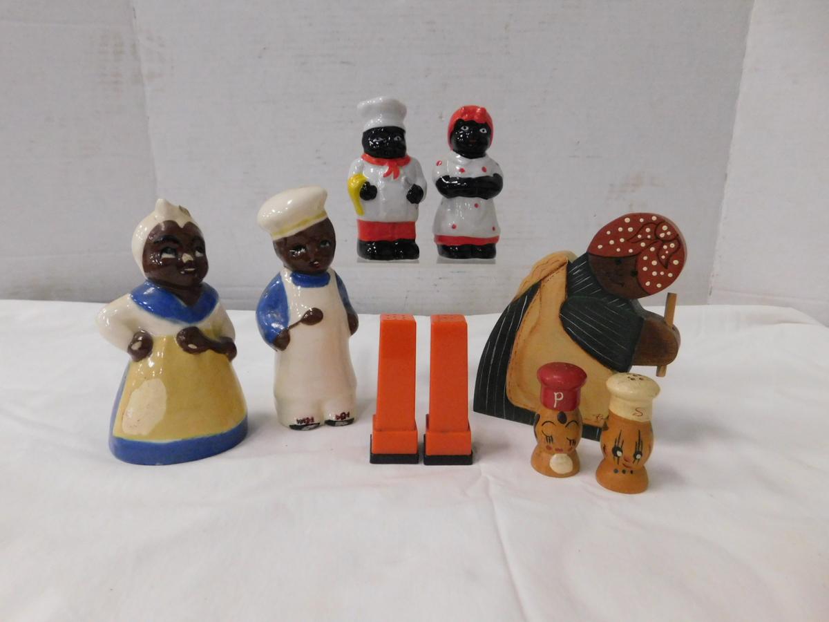 (2) SETS BLACK AMERICANA SALT & PEPPER SHAKERS