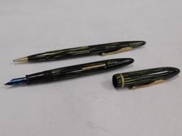 SHEAFFERS GREEN FOUNTAIN PEN & MECHANICAL PENCIL SET