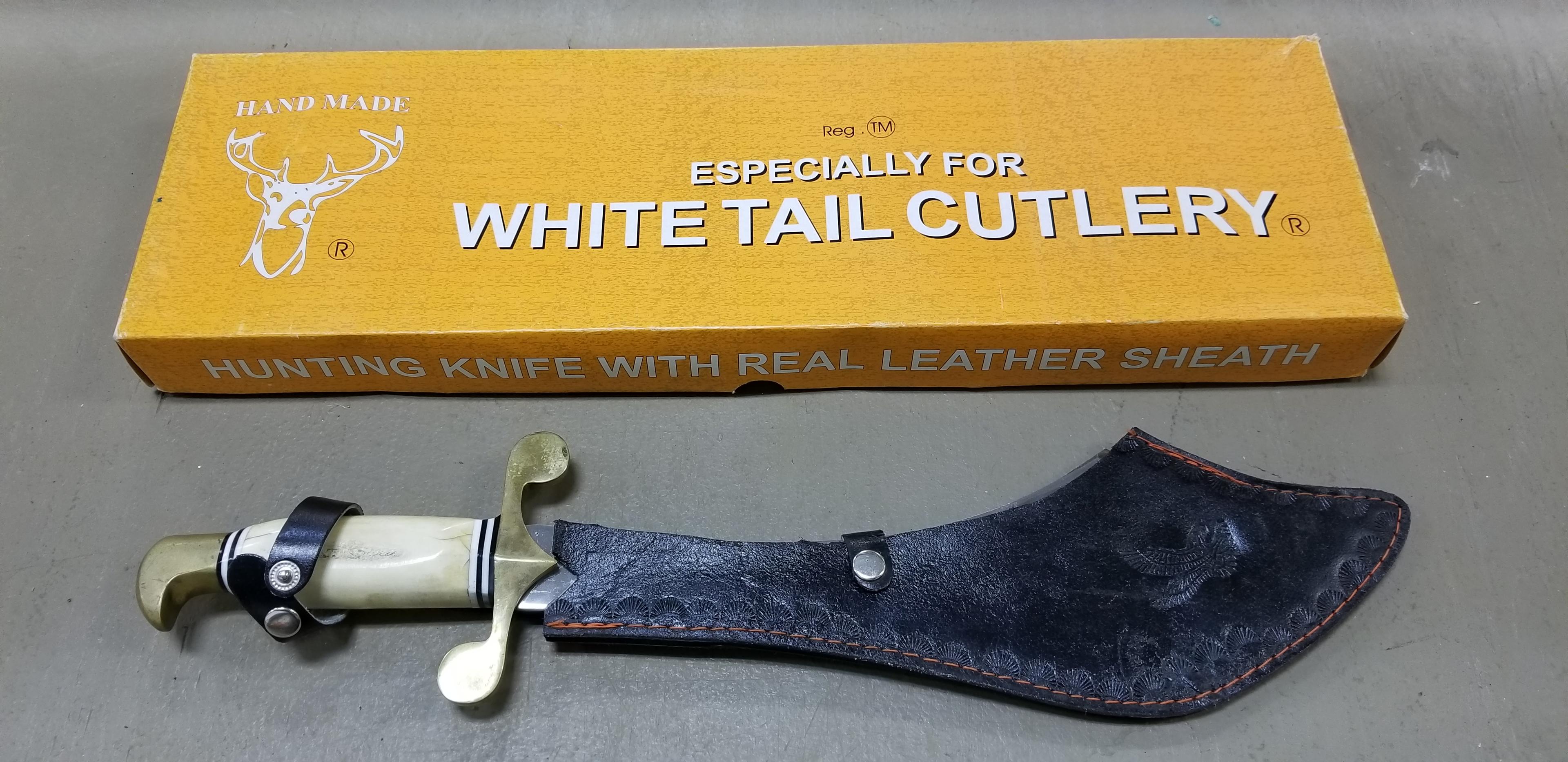 WHITE TAIL CUTLERY 12 3/4" STAG HANDLED HUNTING KNIFE - NIB