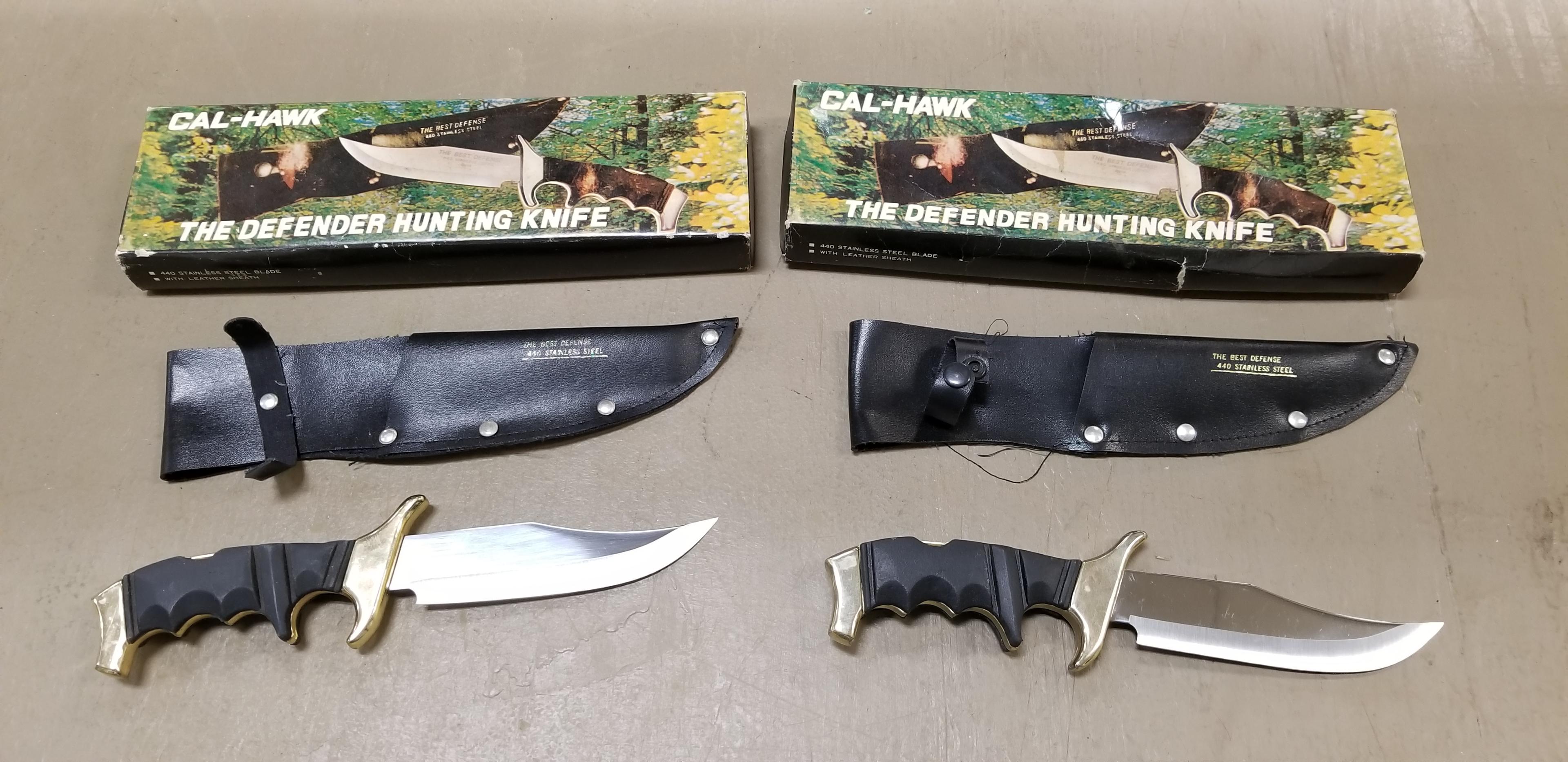 (2) CAL-HAWK DEFENDER HUNTING KNIVES - NIB