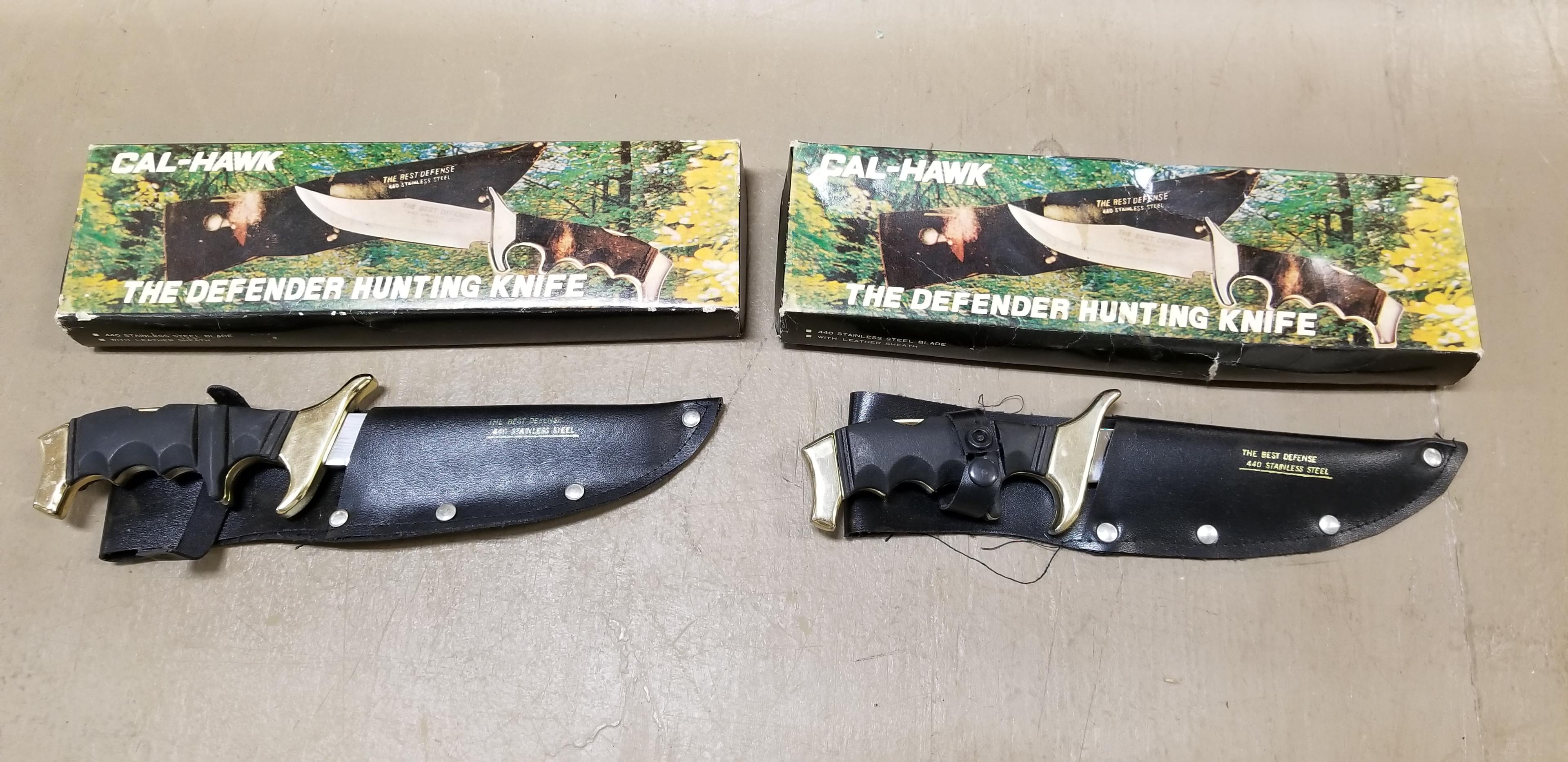(2) CAL-HAWK DEFENDER HUNTING KNIVES - NIB