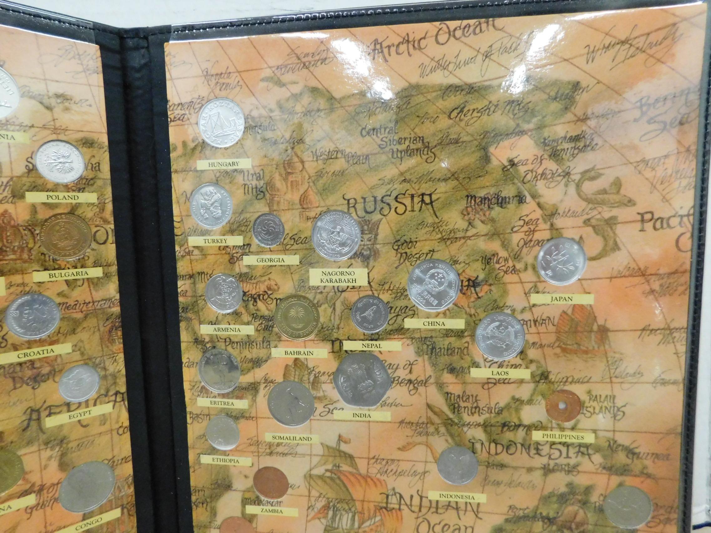 (50) ASSORTED FOREIGN COINS IN MAP FOLDER