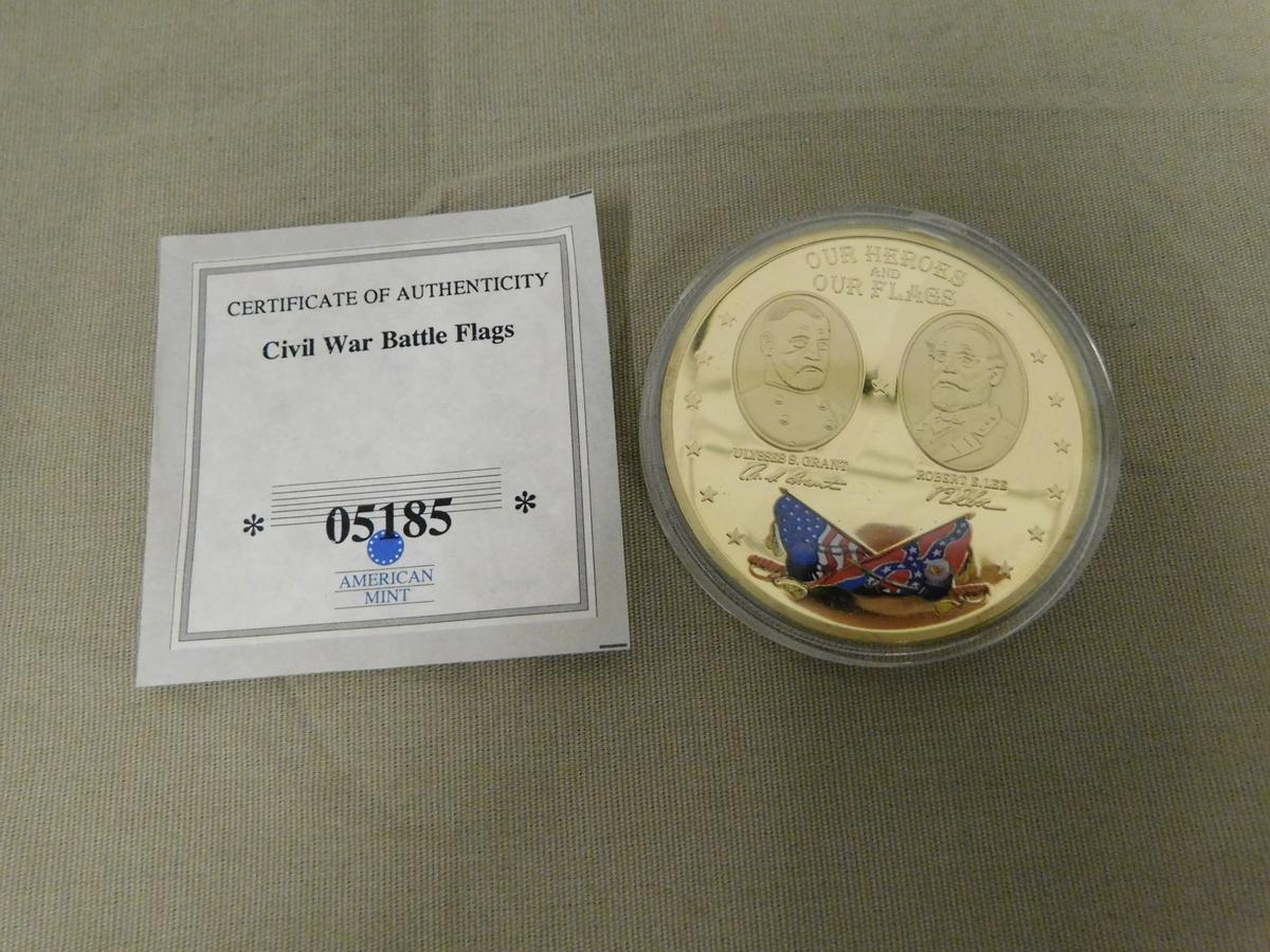 CIVIL WAR BATTLE FLAGS COMMEMORATIVE COIN "OUR HEROES AND OUR FLAGS