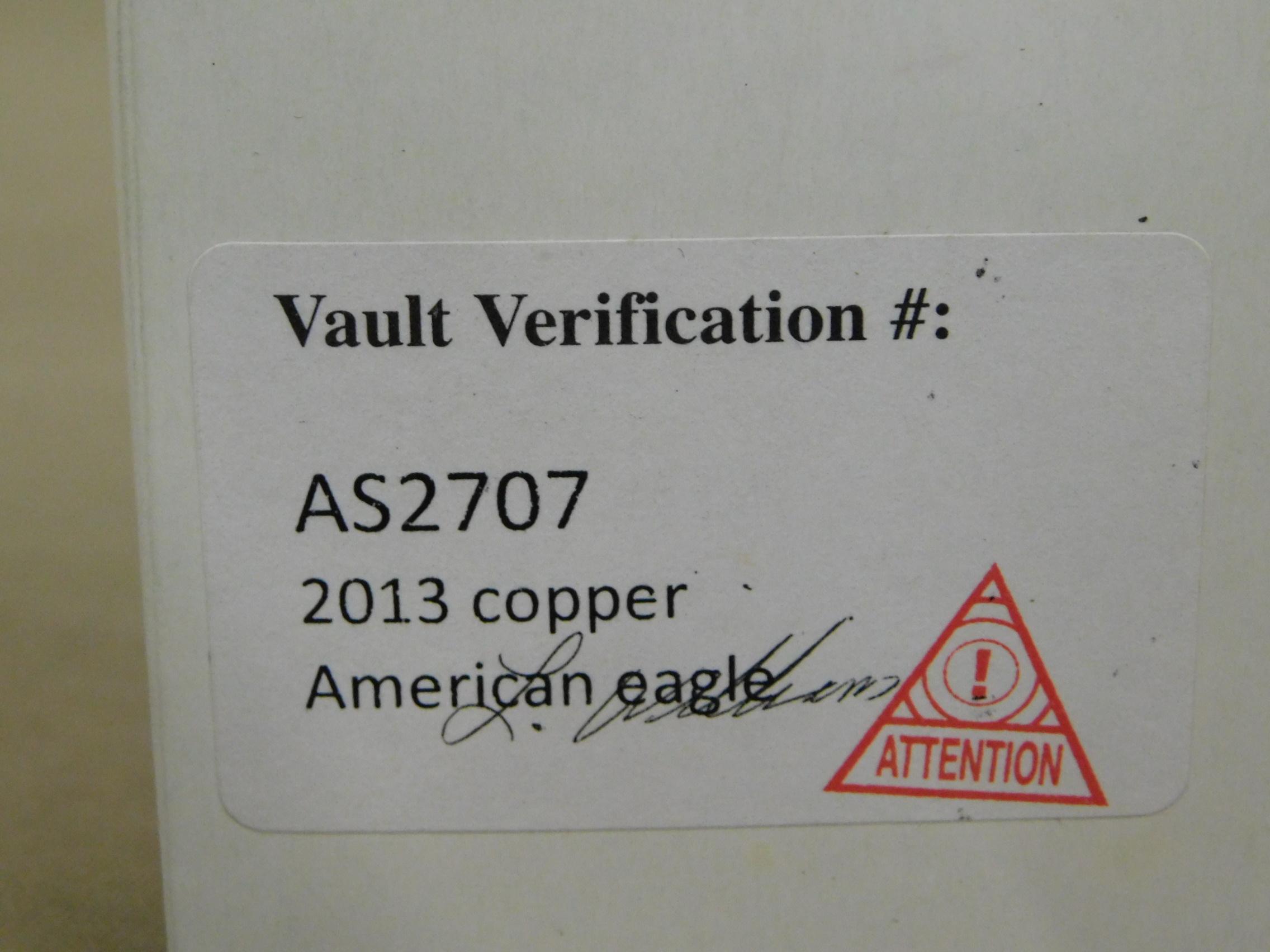 2013 COPPER AMERICAN EAGLE COMMEMORATIVE COIN