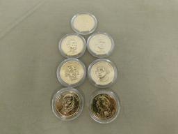 SET OF (7) GOLD ENRICHED PRESIDENTIAL DOLLARS