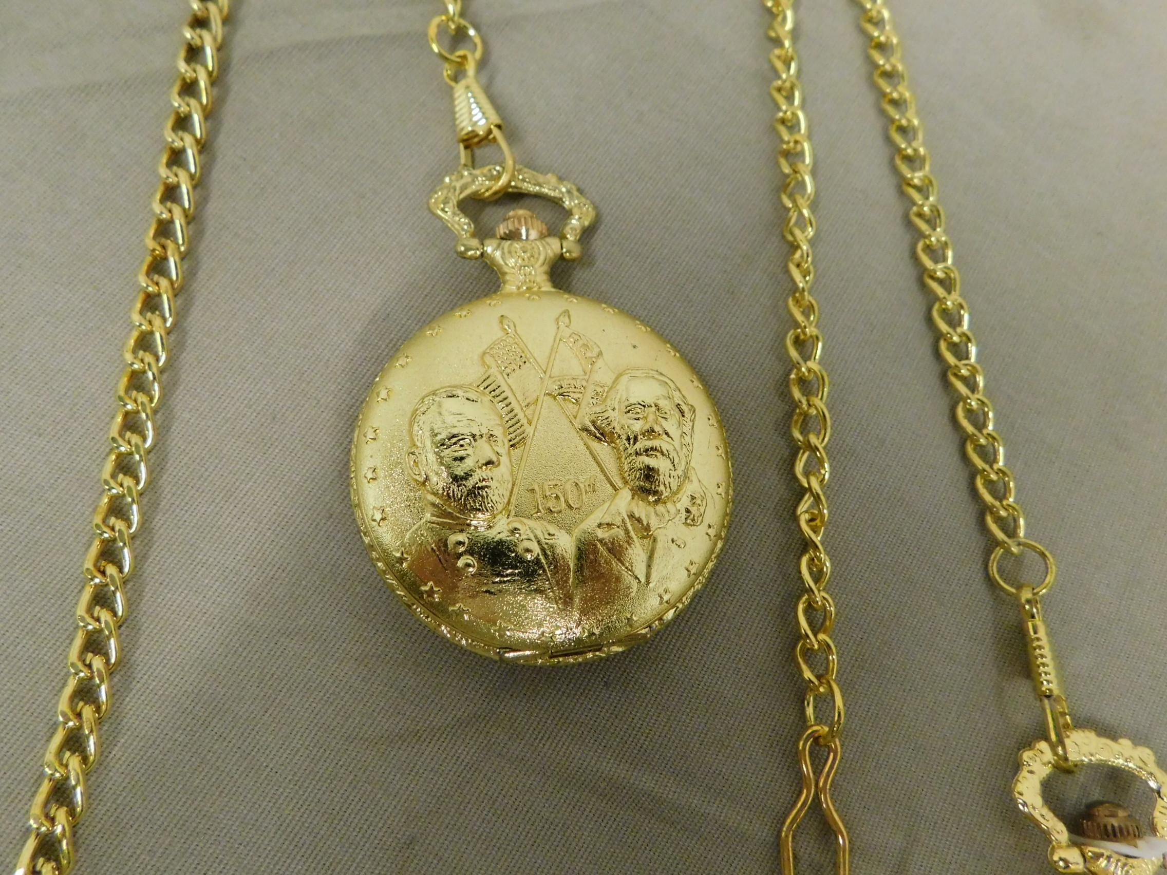 (2) GOLD TONE POCKET WATCHES W/ CHAIN