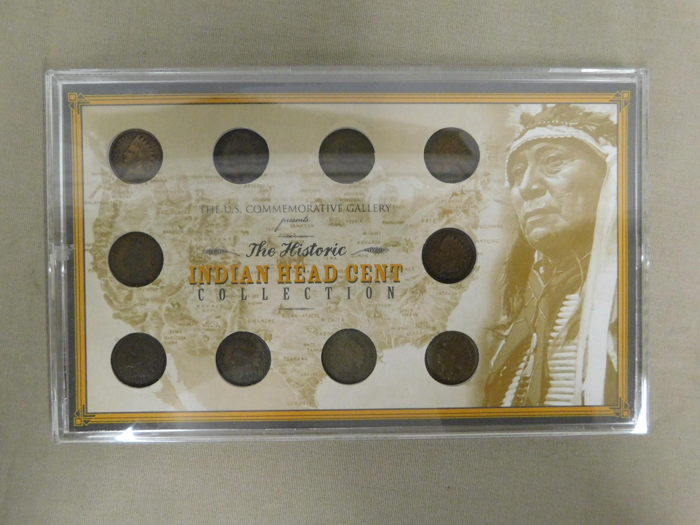 DISPLAY OF (10) INDIAN HEAD CENTS