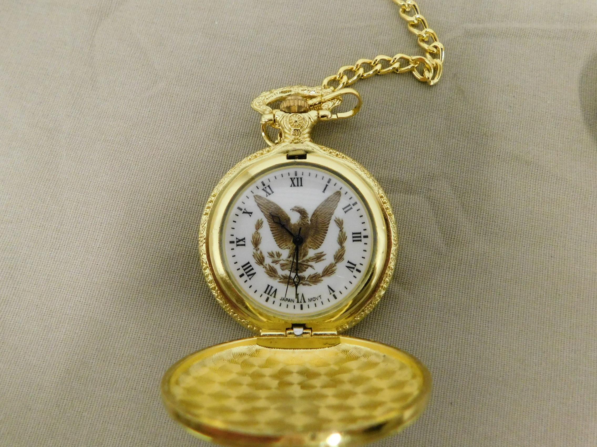 (2) GOLD TONE POCKET WATCHES W/ CHAIN