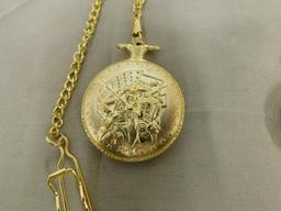 (2) GOLD TONE POCKET WATCHES W/ CHAIN