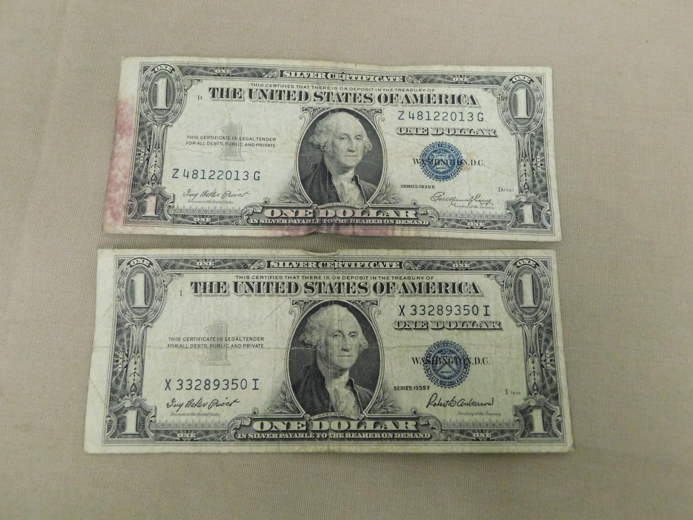(2) $1 BLUE SEAL SILVER CERTIFICATES
