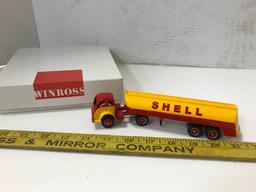 WINROSS 1/64 SCALE SHELL; OIL CO. SEMI TRUCK & TANKER TRAILER