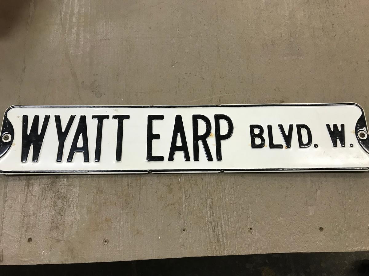 ENAMEL WYATT EARP BLVD. W. STREET SIGN