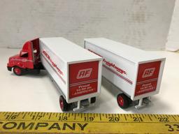 WINROSS 1/64 SCALE AMERICAN FREIGHTWAYS DOUBLE TRAILER SEMI