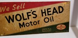 WOLF'S HEAD MOTOR OIL TIN SIGN