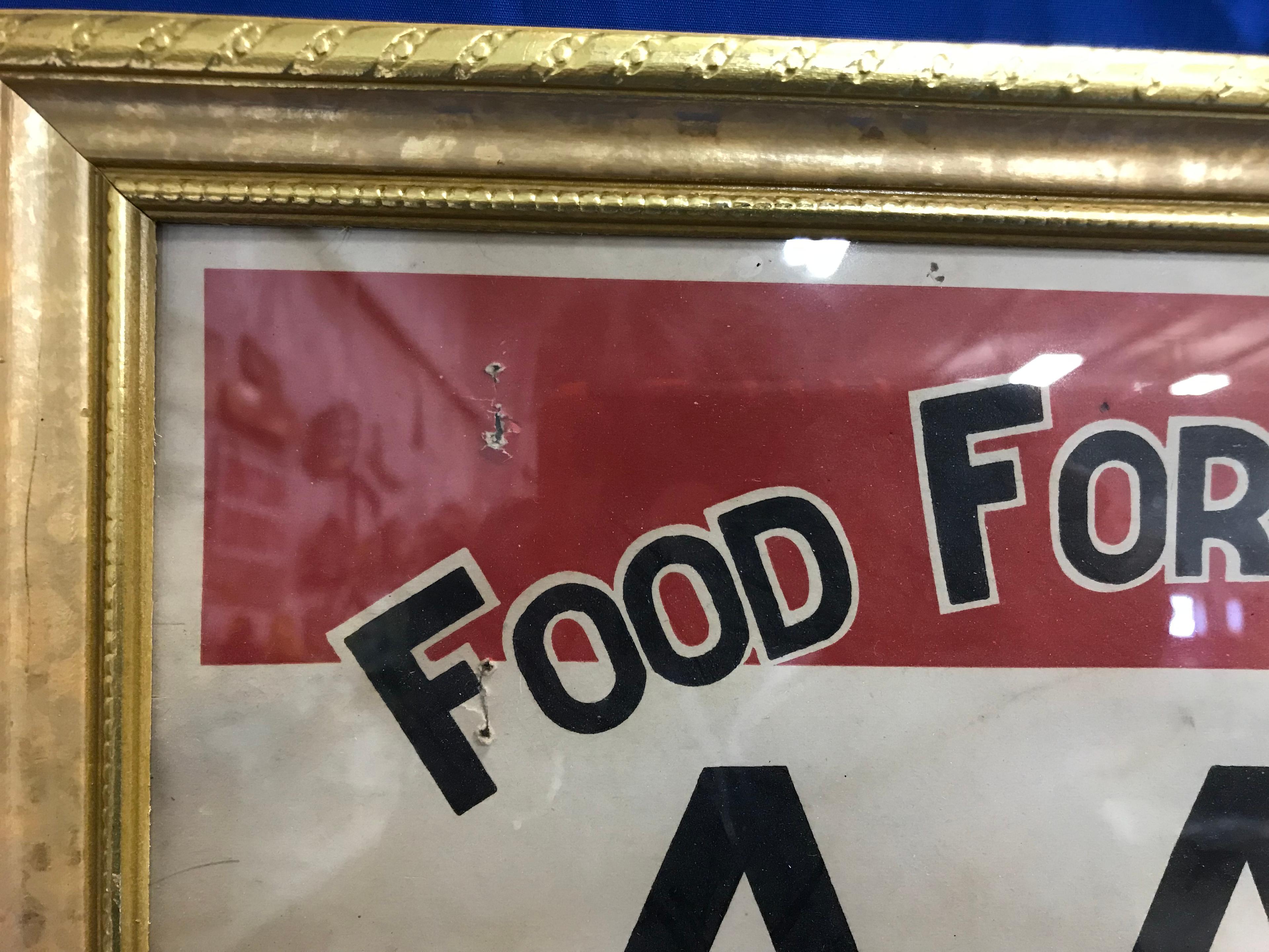 FRAMED AAA COOPERATOR FOOD FOR VICTORY SIGN