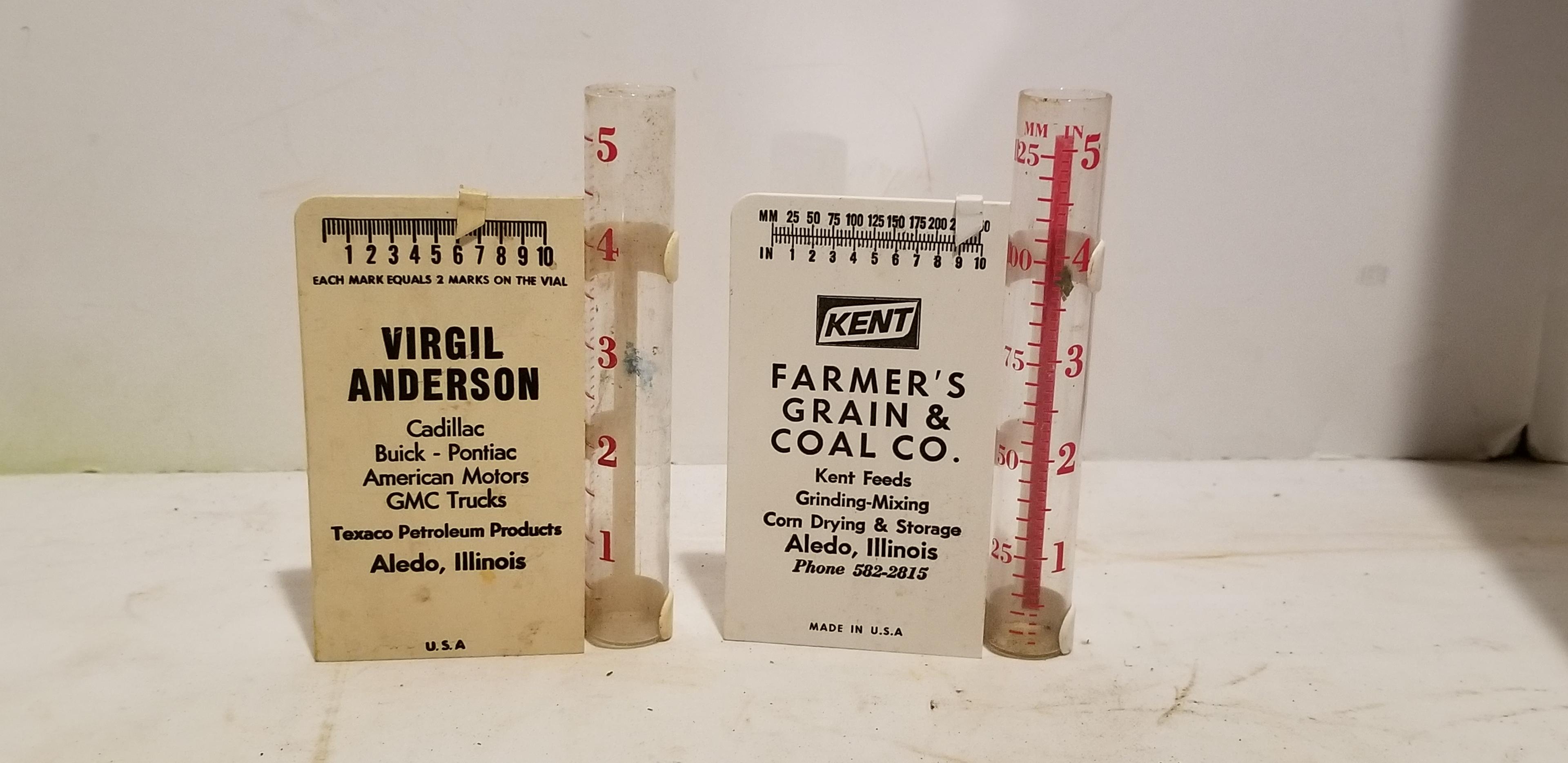 (2) ALEDO ILLINOIS ADVERTISING RAIN GAUGES