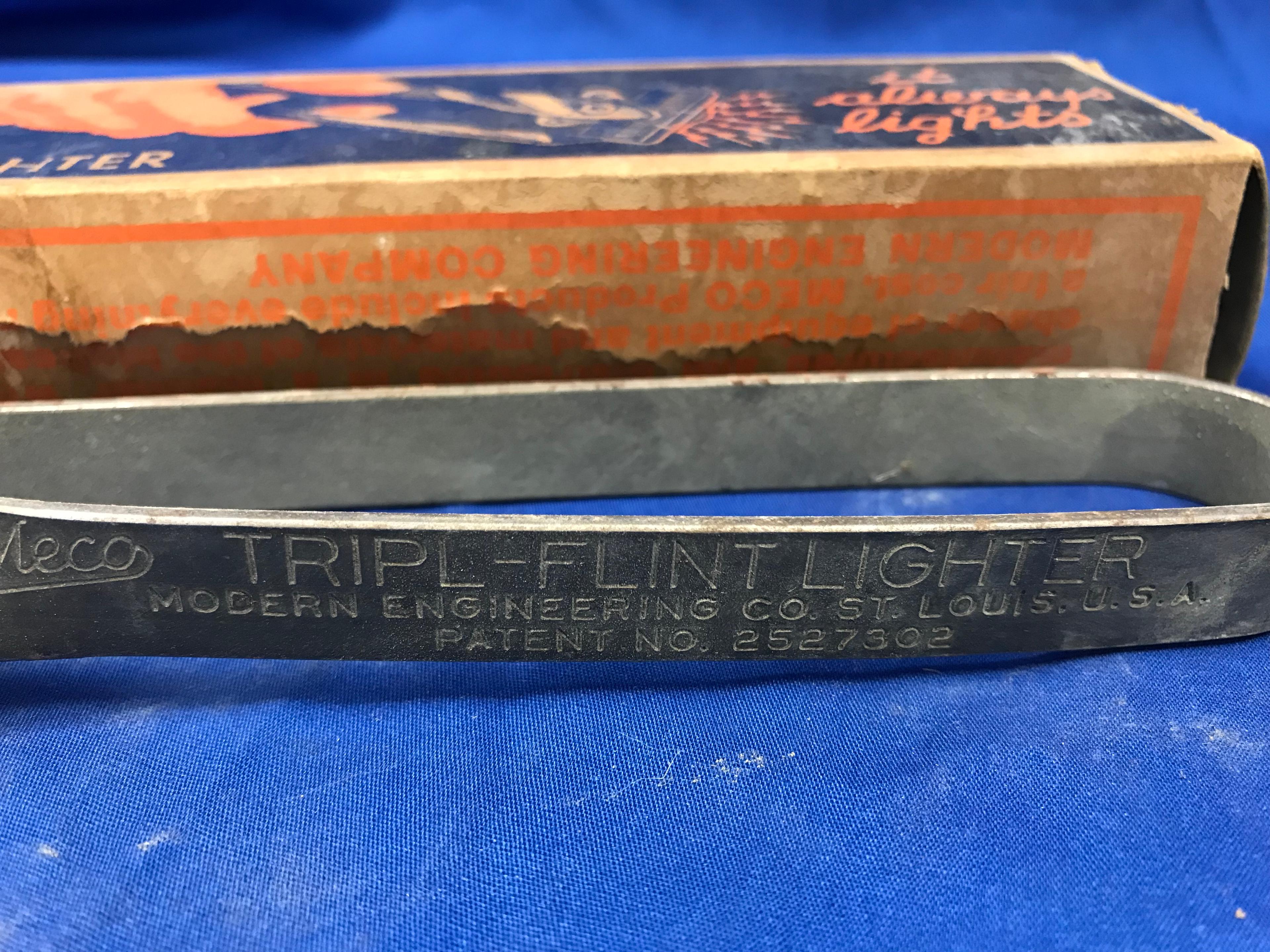 (2) ANTIQUE MECO TRIPL-FLINT LIGHTERS IN ORIGINAL BOXES