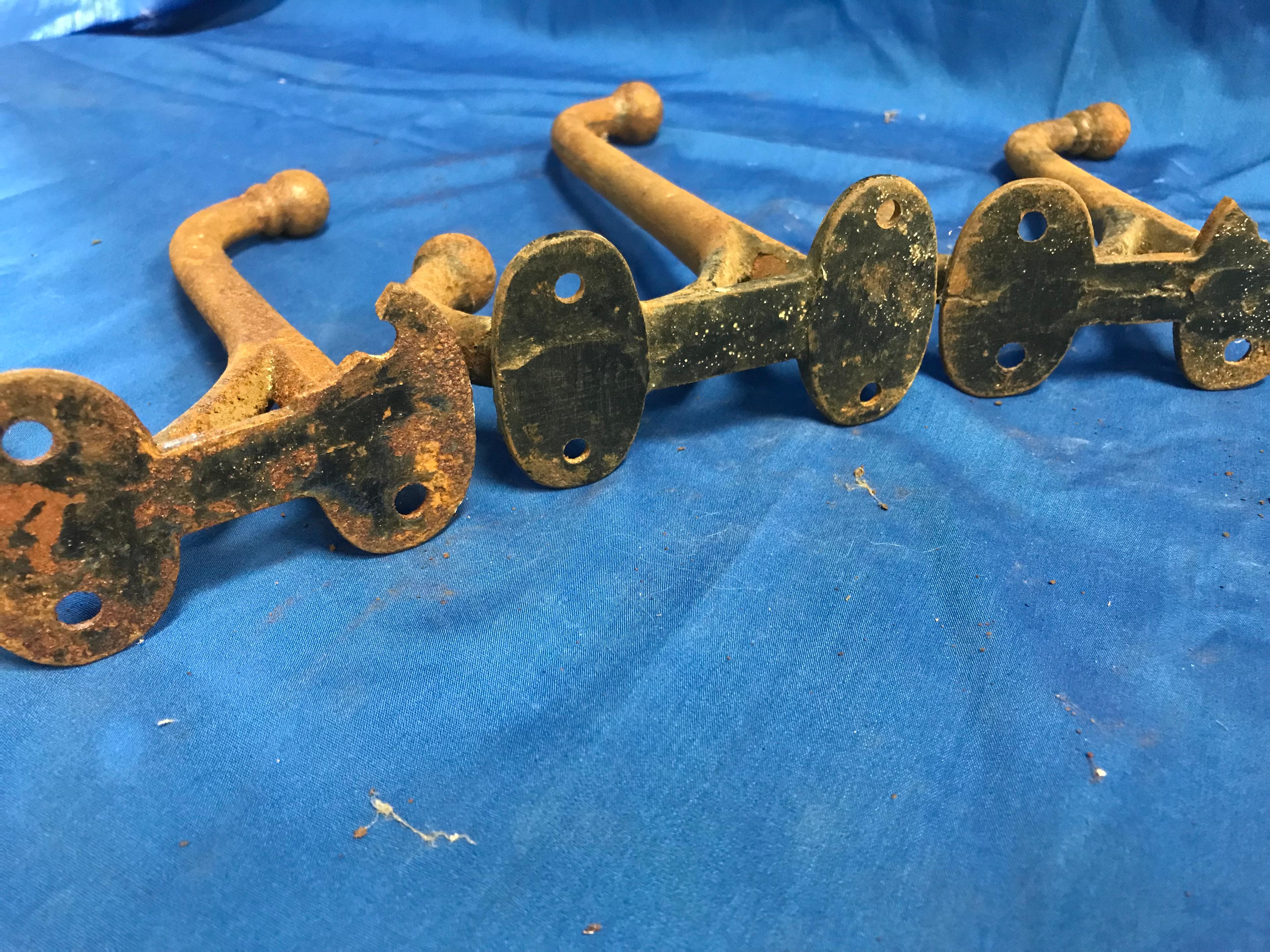 (3) VINTAGE METAL COAT HOOKS