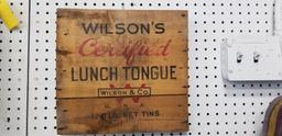 WILSON'S CERTIFIED LUNCH TONGUE WOODEN CRATE END