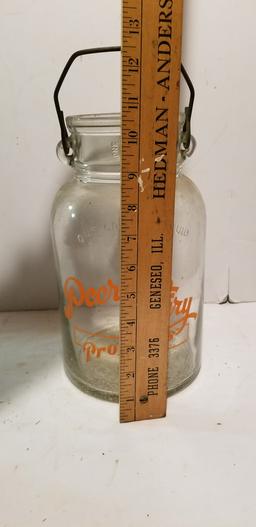 VINTAGE WIDE MOUTH PEERLESS DAIRY PRODUCTS MILK BOTTLE