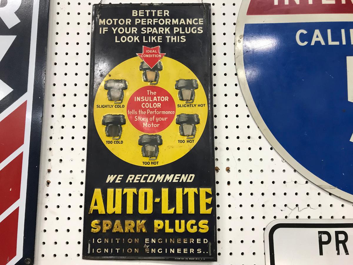 VINTAGE AUTO-LITE SPARK PLUG SIGN