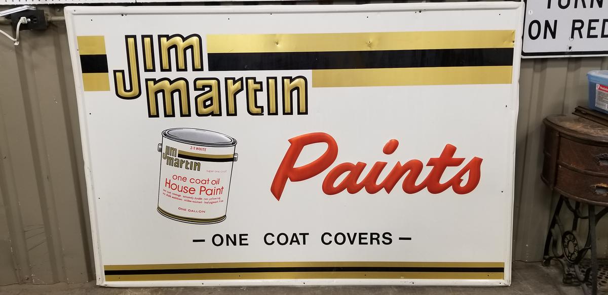 LARGE ALUMINUM  JIM MARTIN PAINT SIGN