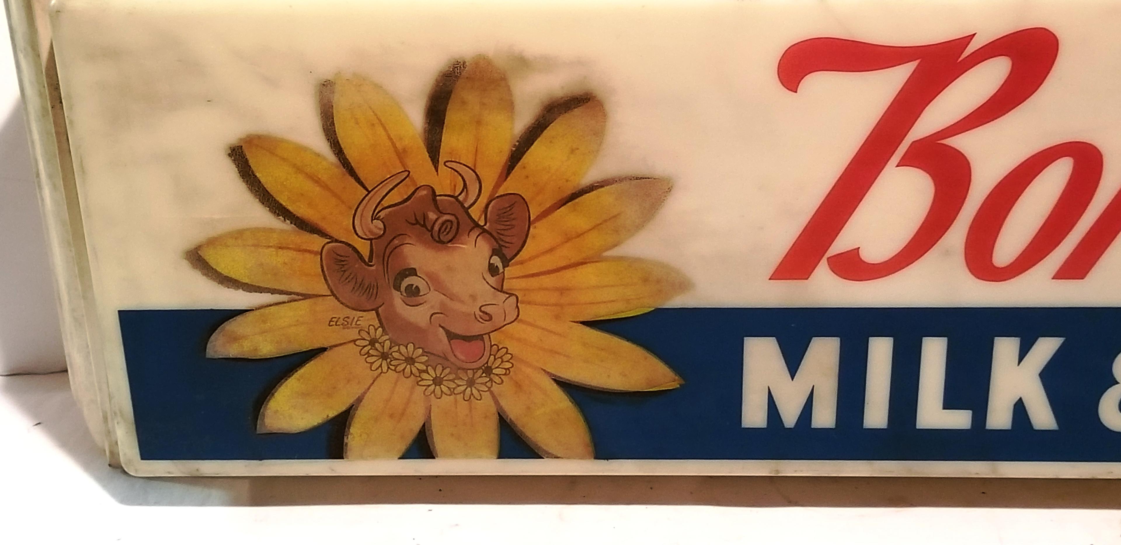 VINTAGE BORDEN LIGHTED MILK & CREAM SIGN