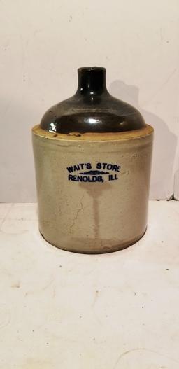 WAIT'S STORE, REYNOLDS, ILL. ONE GAL. STONEWARE JUG