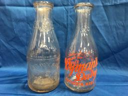 BOWMAN & WYMAN'S DAIRY QUART MILK BOTTLES