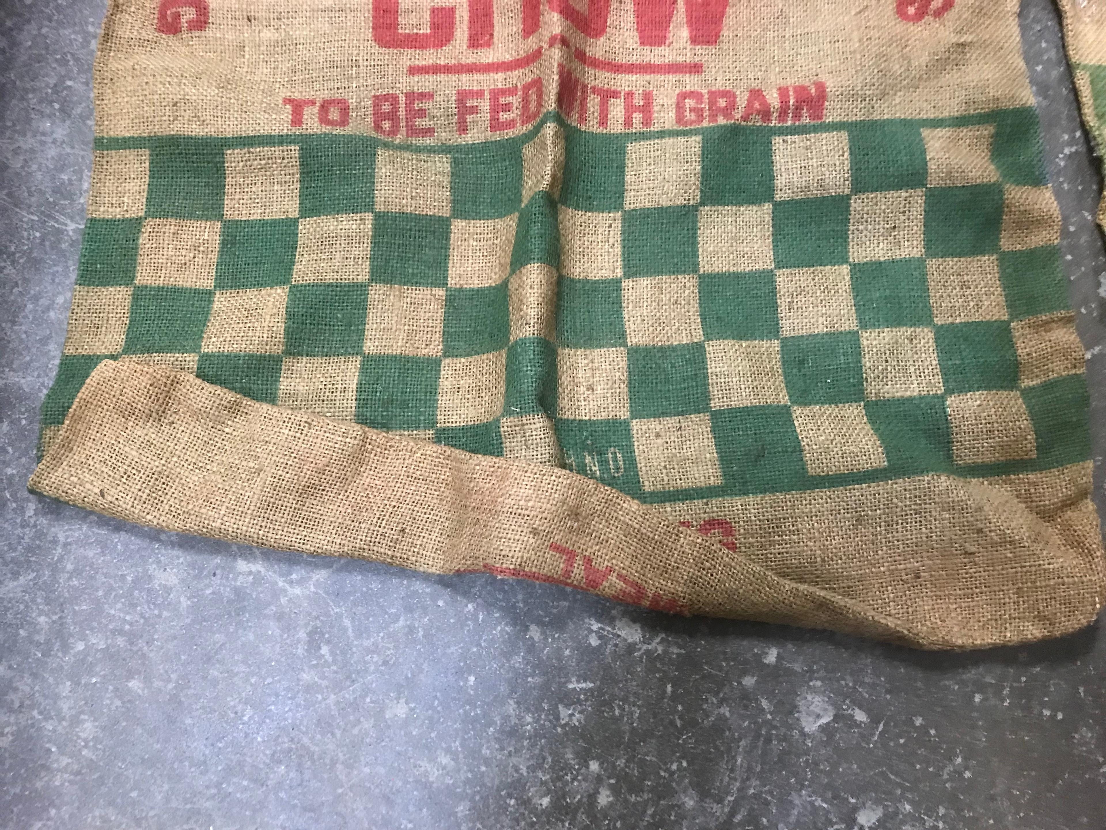 (2) PURINA PIG CHOW BURLAP 100# FEED BAGS