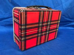 PLAID METAL LUNCH BOX W/ THERMOS