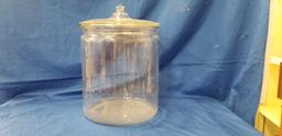 LARGE GLASS "DAD'S" COOKIE JAR W/ GLASS LID