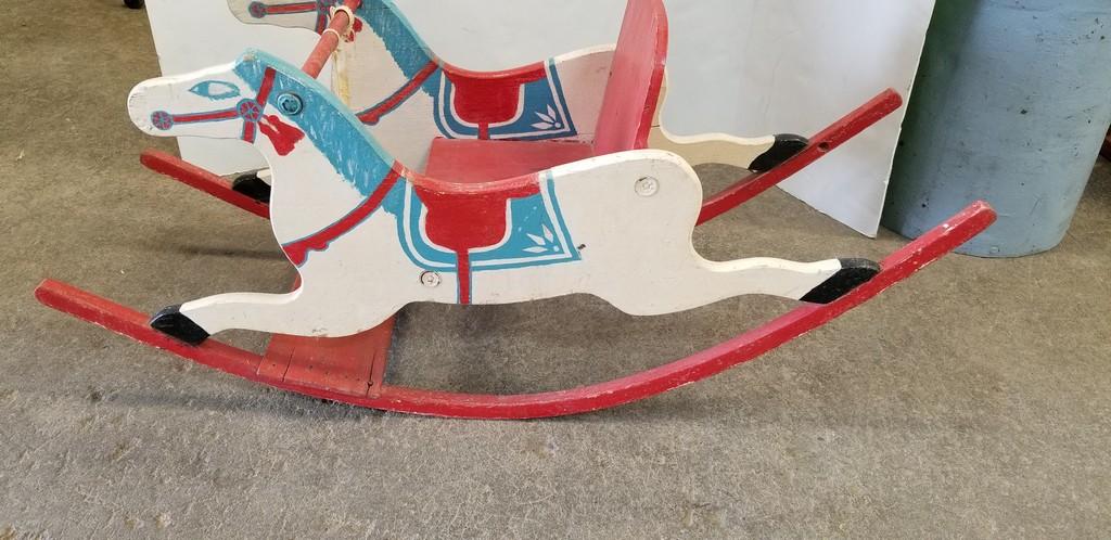 VINTAGE WOODEN BABY HORSE ROCKING CHAIR