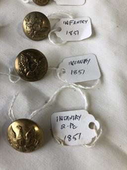 LOT of (12) 1851 Infantry Military Buttons