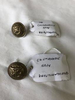 LOT of (2) Confederate Navy Coat Buttons