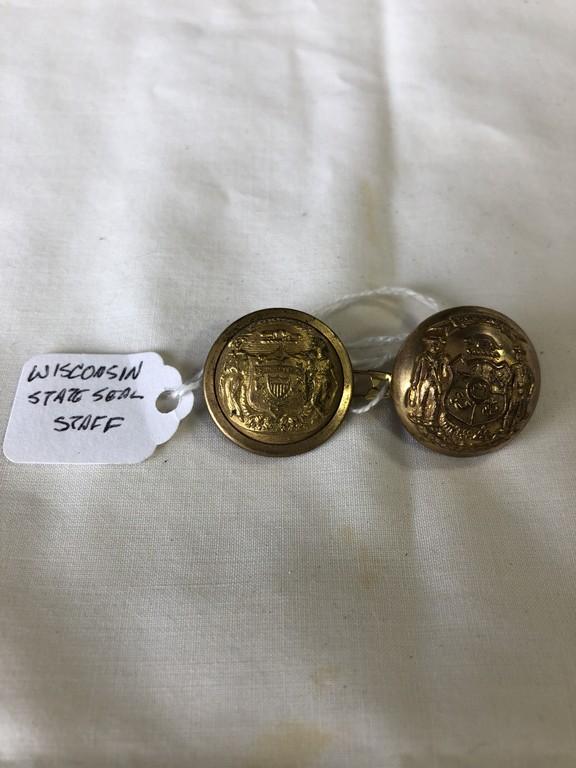 LOT of (2) Wisconsin State Staff Uniform Buttons
