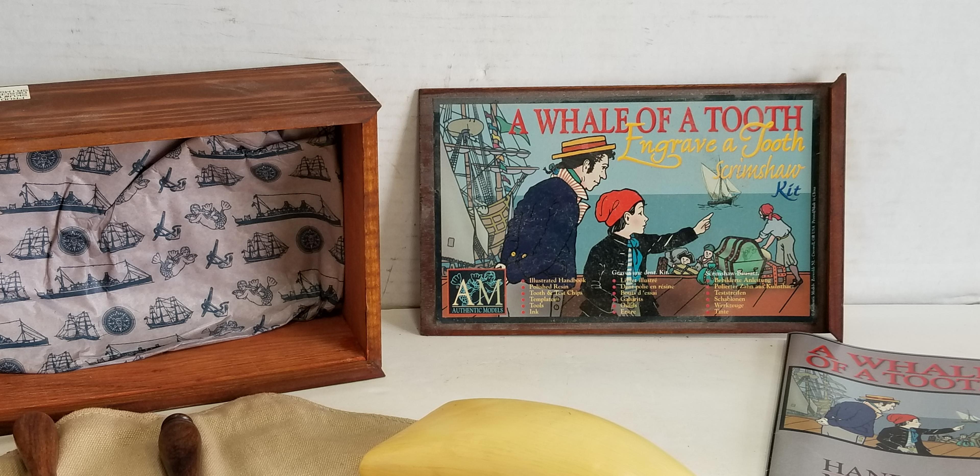 A WHALE OF A TOOTH - SOUVENIR SCRIMSHAW KIT