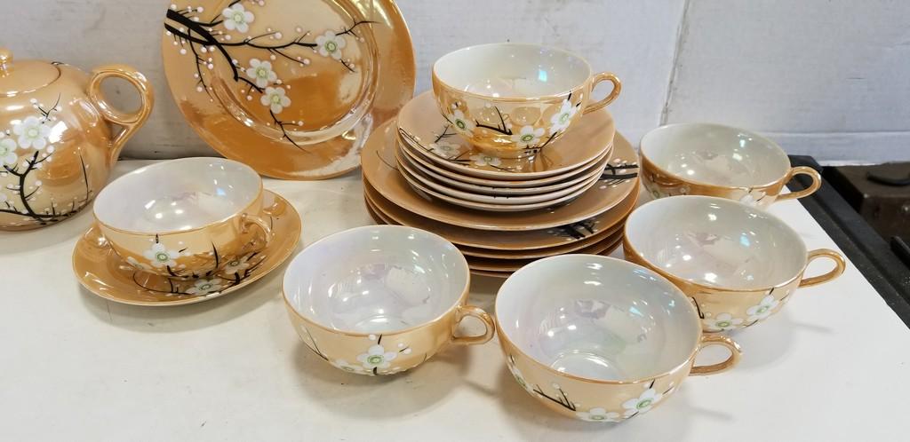 HAND PAINTED LUSTERWARE TEA SET