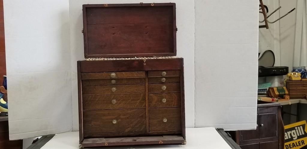 ANTIQUE DENTISTS CABINET W/ TOOLS & EXTRAS